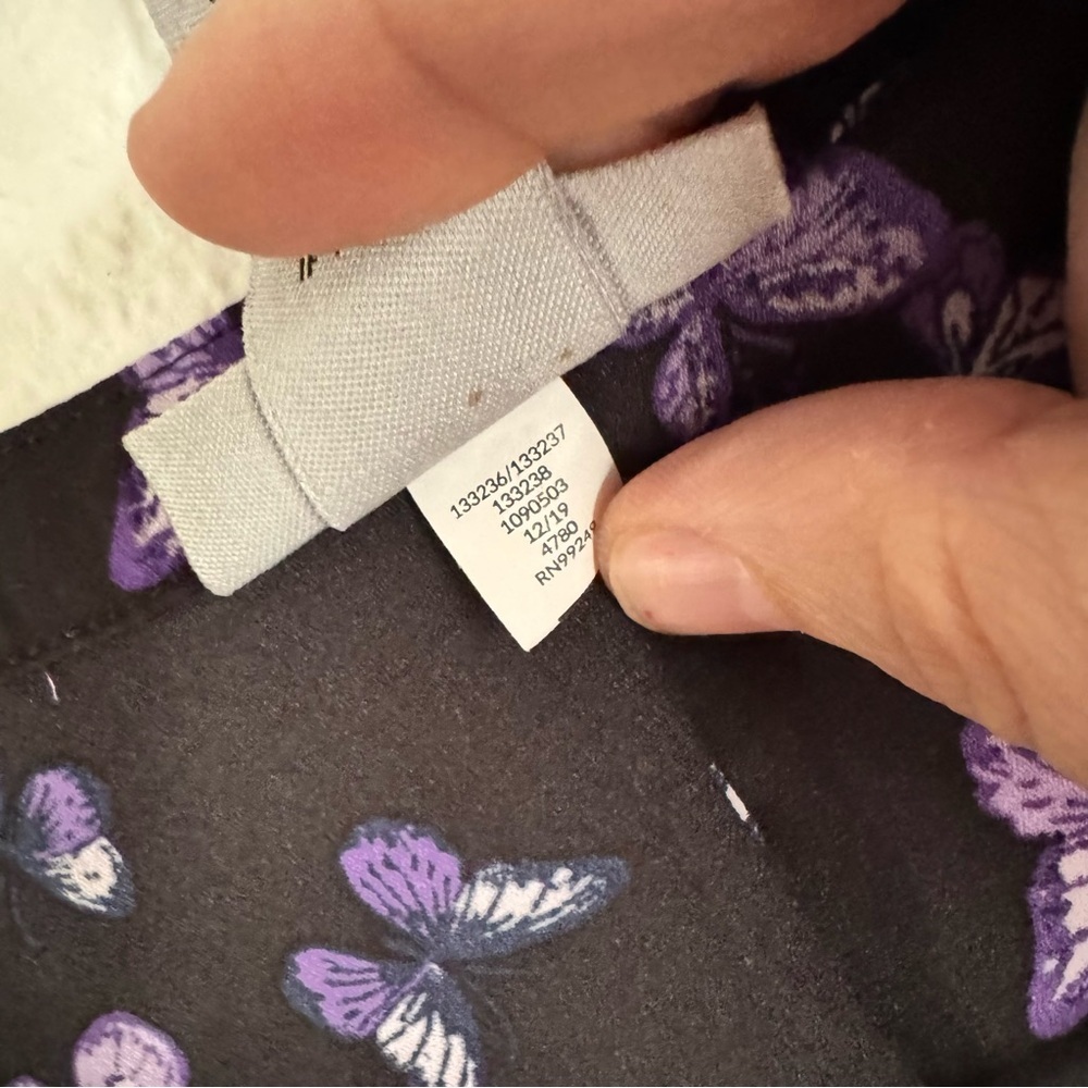 Butterfly Roll Tab Blouse 2X 22/24 Catherines Black Purple Art-to-Wear Shirt Lux - Picture 6 of 9